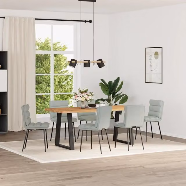 Sedie da Pranzo 6 pz Grigio Chiaro in Velluto 3315652