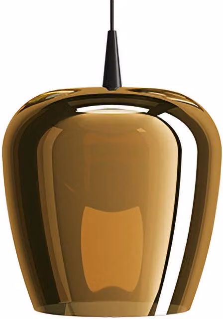 Zafferano Lampada a sospensione Bilia 230V LED 8W in vetro borosilicato soffiato a bocca, design a campana, finitura Nero e Bronzo, diametro 27 cm