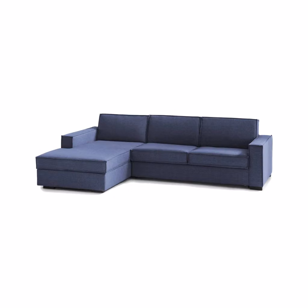 Divano Letto Angolare Allaida Talamo Italia con Penisola Contenitore Sinistra, Blu, L: 280 cm, P: 95 cm, H: 90 cm – 2