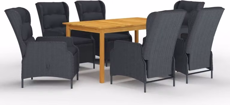 The Living Store Set da pranzo da giardino 7 pezzi grigio scuro