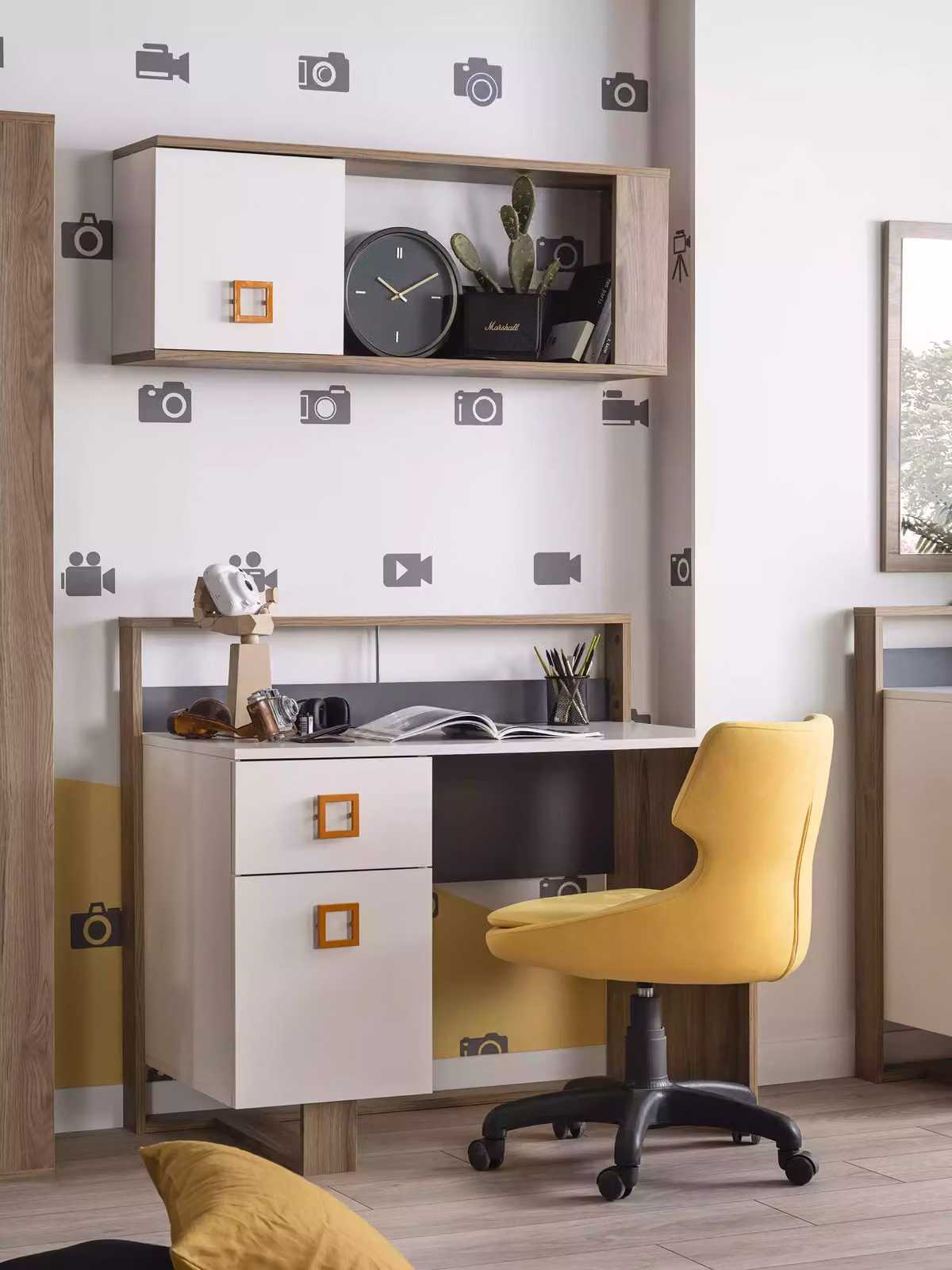 Garnitur Schreibtisch Kinderzimmer Set 2tlg Regal Computer Holz Weiß