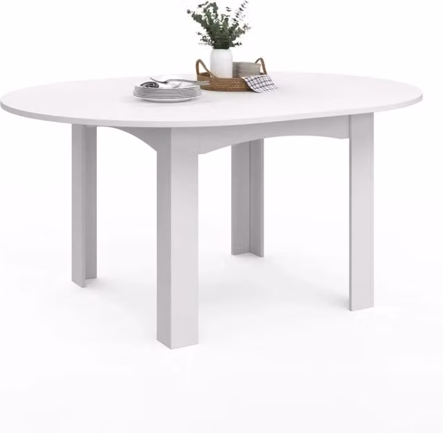 IDMarket Tavolo da pranzo rotondo estensibile DONA bianco, per 4-8 persone, Diametro: 110-150 cm
