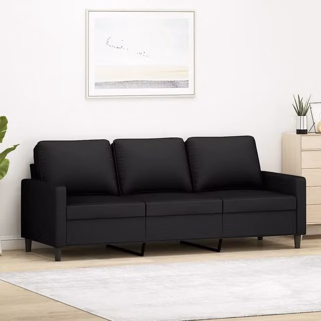 Divano a 3 Posti-Sofa 3 Posti Nero 180 cm in Velluto 144941