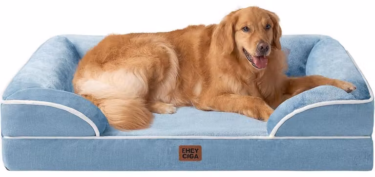Cuccia ortopedica per cani, taglia XL, 112x81 cm, realizzata in memory foam, lavabile e impermeabile, colore azzurro chiaro