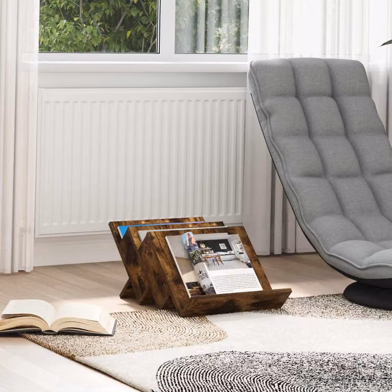 Scaffale per riviste vidaXL in legno Rovere fumé L 53 cm x P 40 cm x H 28,5 cm