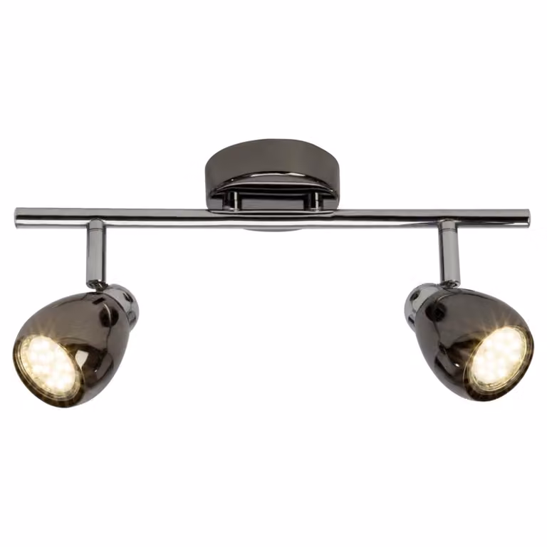 BRILLANTE tubo faretto LED Milano | faretto da soffitto moderno | 2 fiamme | metallo | cromo/nero | teste orientabili | 2x GU10 max 3 W
