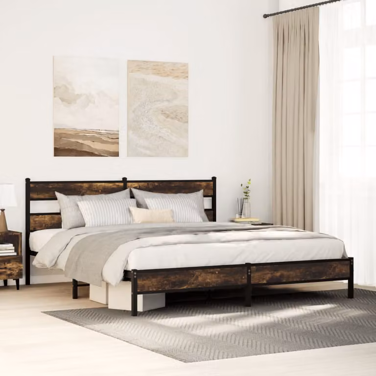 vidaXL Giroletto in Metallo Rovere Fumo L: 198 cm, P: 207 cm