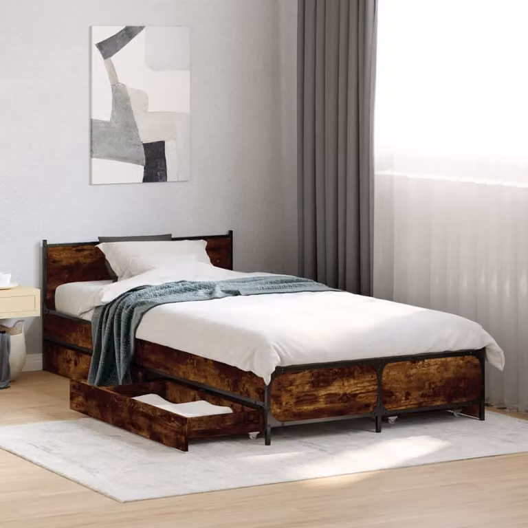 vidaXL Giroletto con Cassetti in Legno Multistrato, Colore Rovere Fumo, L/P/H: 193 x 78 x 56,5 cm