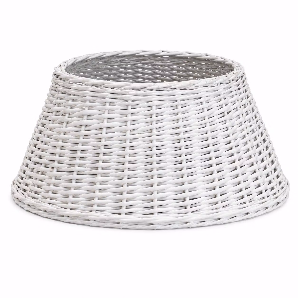 Cesto in rattan bianco per l'albero di Natale, diametro 56 x 22 cm – Copertura intrecciata per l'albero di Natale – Cesto decorativo per l'albero di Natale – Bianco