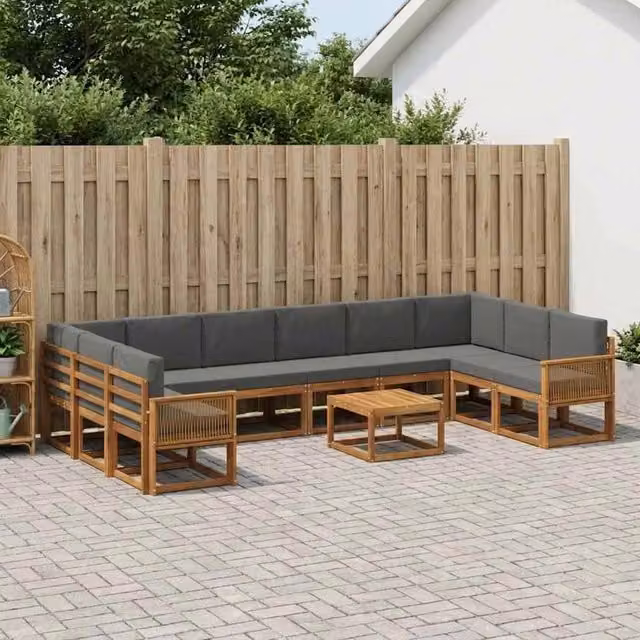 Set di divani da esterno 11 pz Naturale e Antracite 3385598
