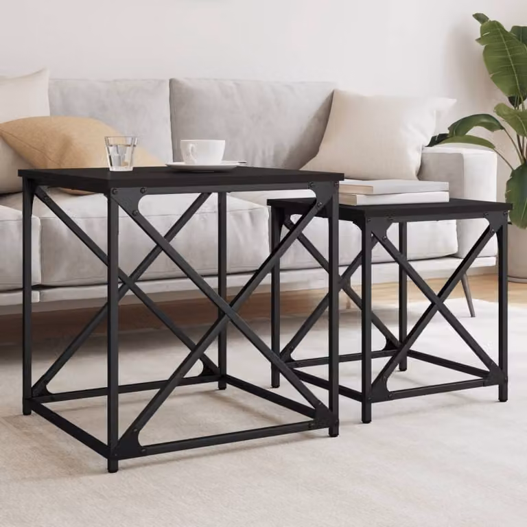Maison Exclusive - Set di 2 tavolini neri in materiale ligneo