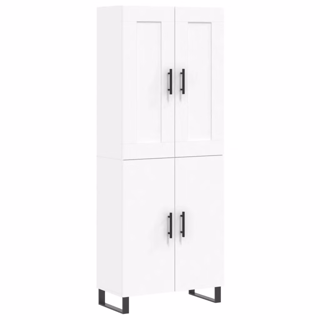 Credenza moderna bianca vidaXL in legno e metallo L: 69,5 cm, P: 34 cm, H: 180 cm – 2