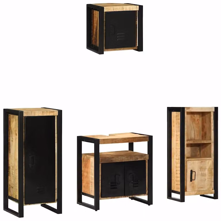 vidaXL Set di mobili per il bagno 4 pz Marrone e Nero 40 x 35 x 90 cm