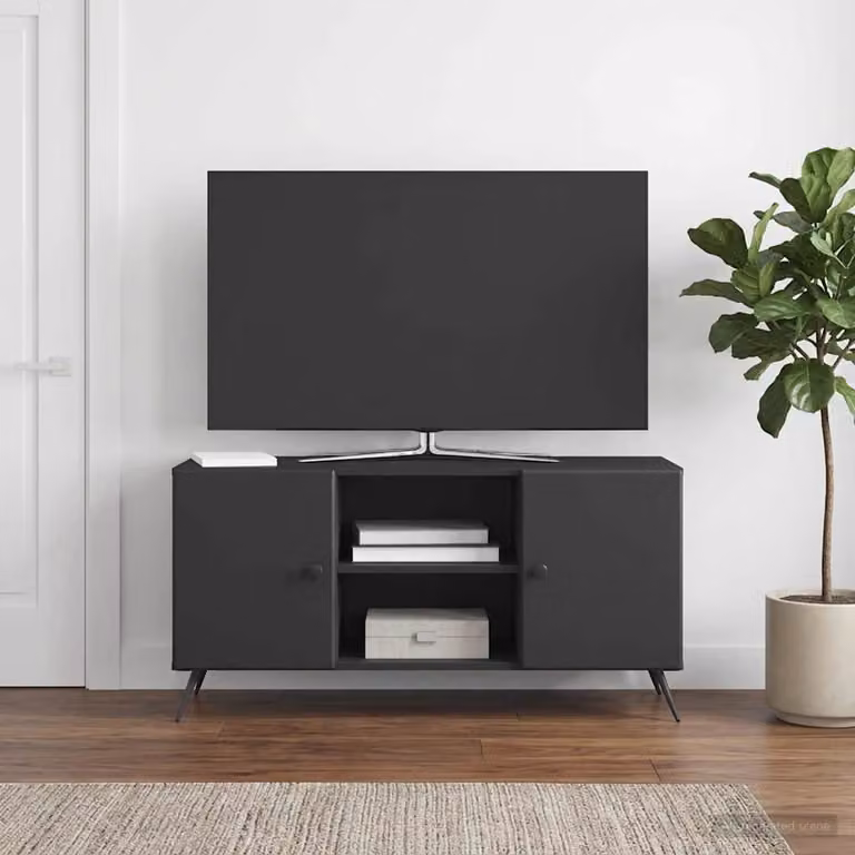 Mobile TV vidaXL moderno in nero e legno ingegnerizzato L 102 cm x P 34,5 cm x H 50 cm