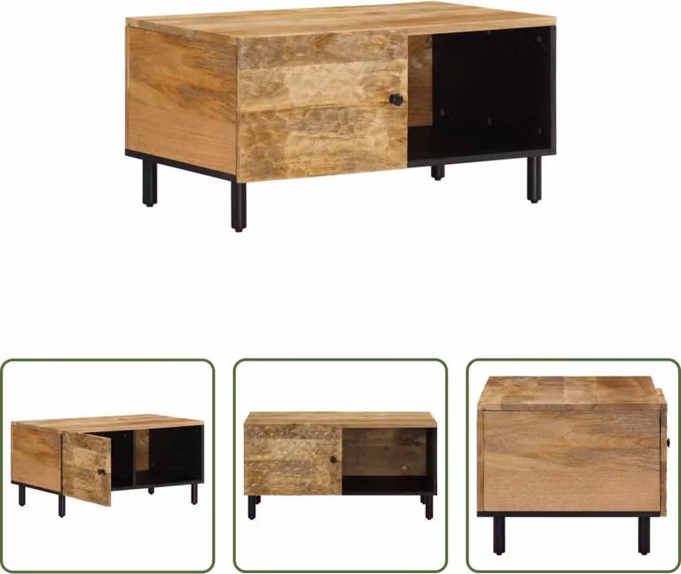 The Living Store tavolino 80x50x40 cm in legno massiccio di mango