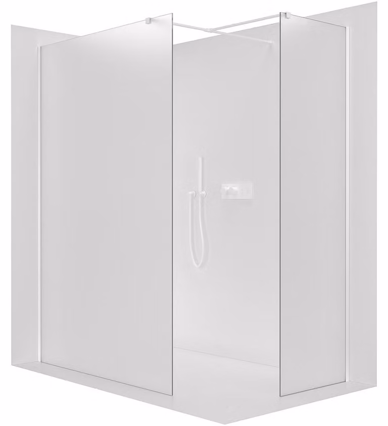 Pannello doccia angolare Walk-in Onyx T L/P - 8 mm - montante quadrato - bianco opaco, vetro satinato - 100x30x200 cm