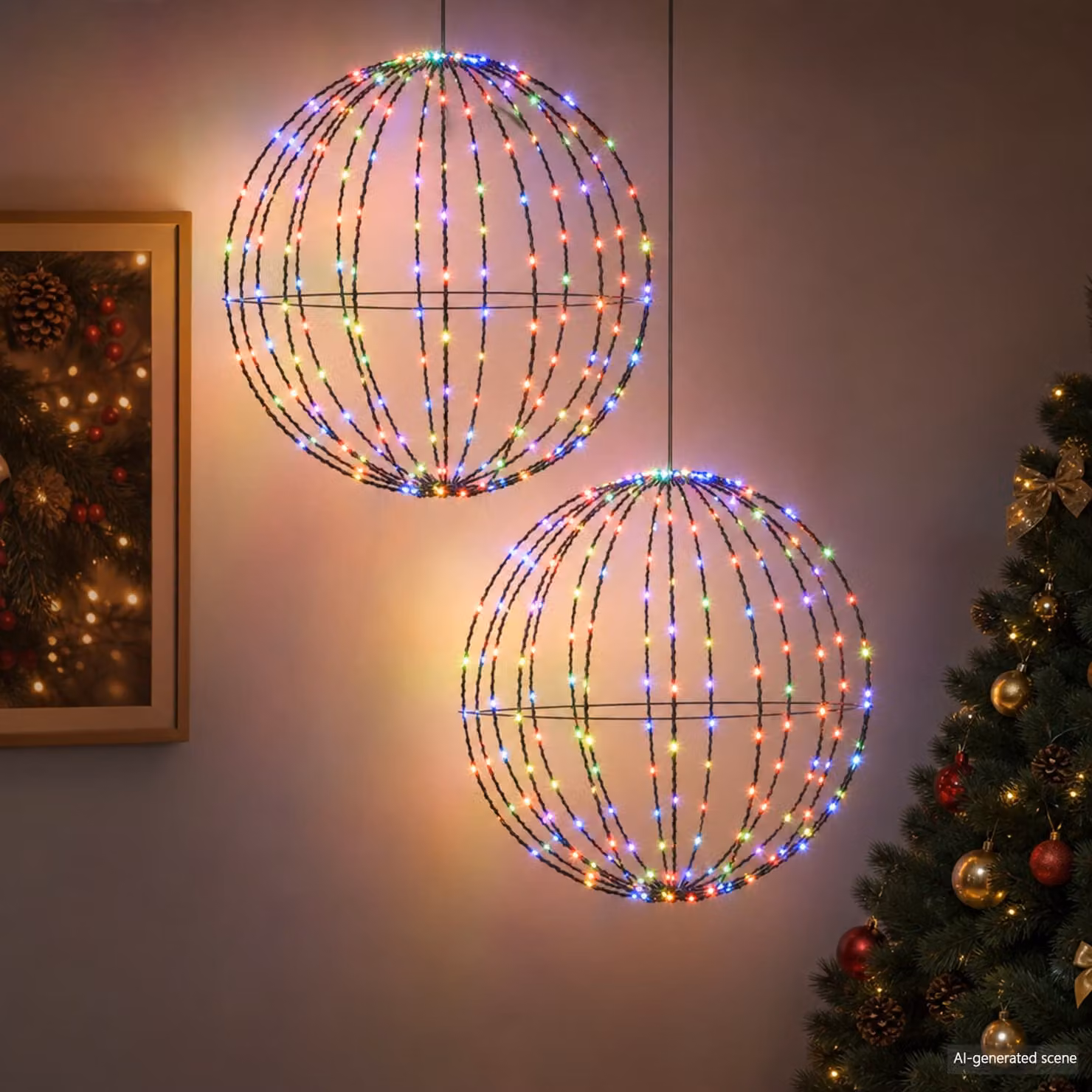 vidaXL Luce a punta di Natale 2 pz 384 LED RGB Diametro 60 x 63 cm