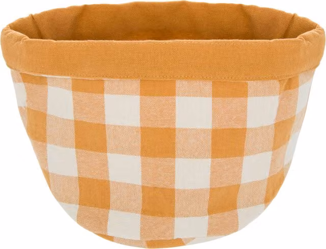 Cestino in tessuto 18 cm cotone quadri ocra