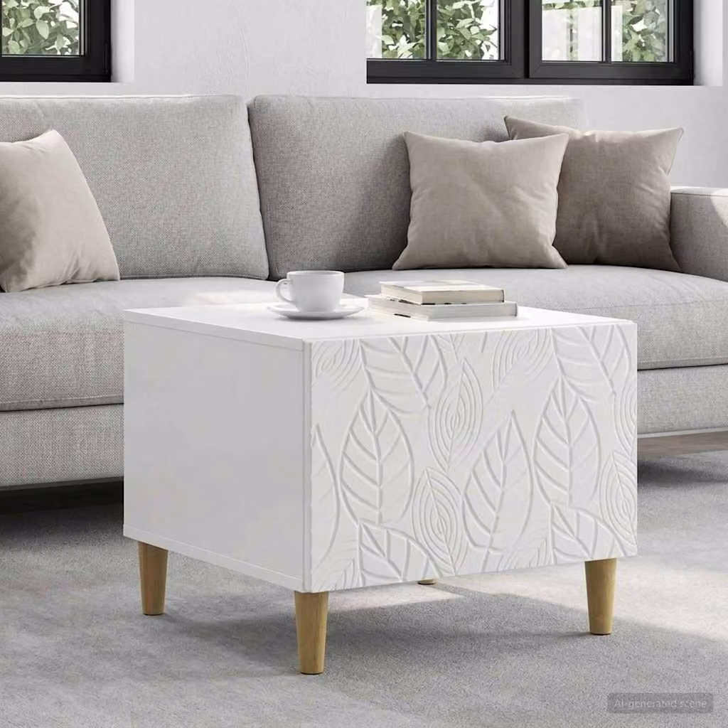 vidaXL Tavolino da salotto moderno in MDF bianco lucido L: 50 cm, P: 49 cm, H: 40 cm