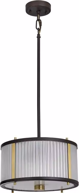 Lampadario Corona Acciaio Bronzo E Vetro Ottone Antico 2 Luci E27