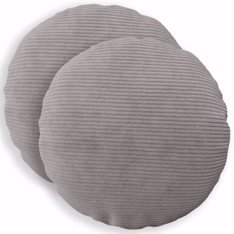 Set di 2 federe rotonde vidaXL HEERLEN in velluto a coste, Grigio Chiaro, Ø 60 cm