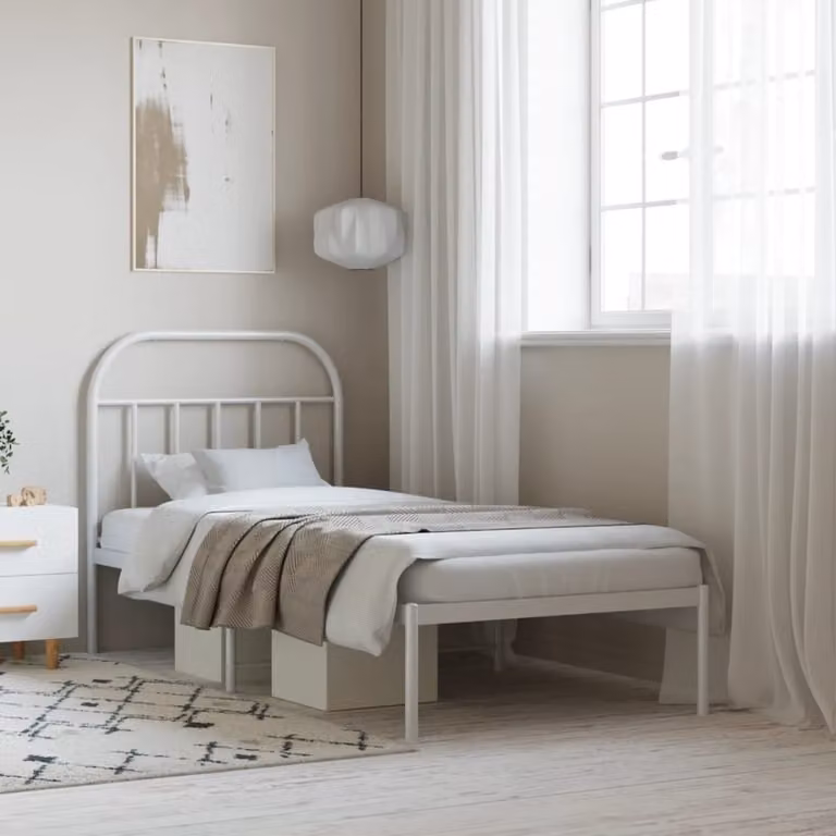 vidaXL Giroletto con Testiera in Metallo Bianco 90x190 cm