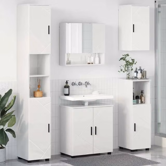 Set di mobili per il bagno 5 pz Bianco Lucido 61 x 35 x 64 cm 3392987