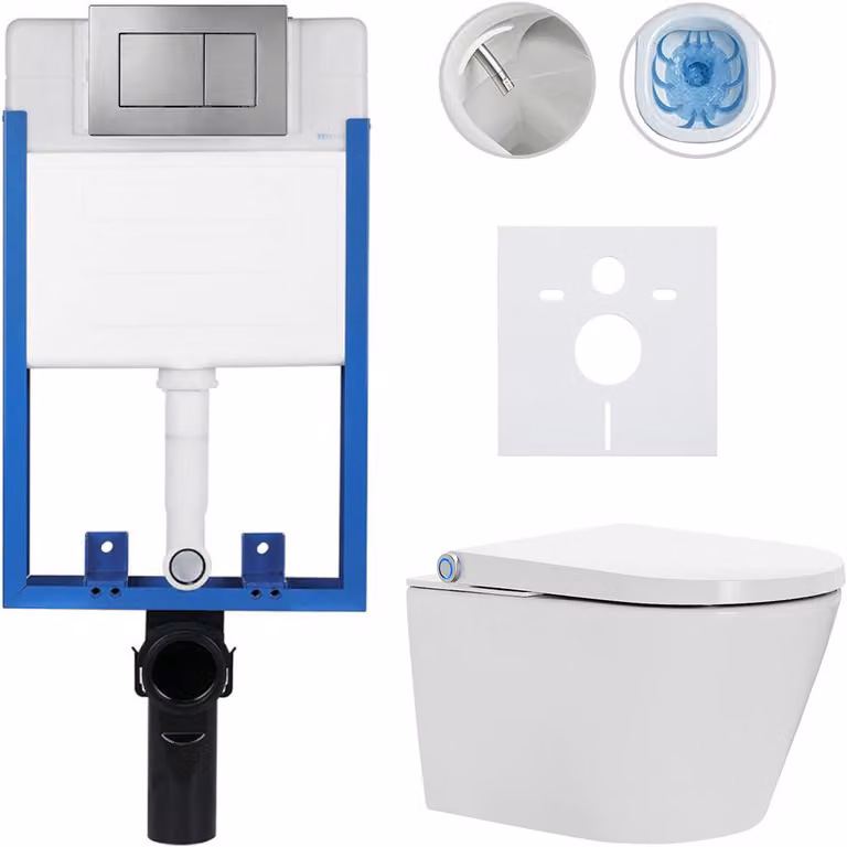 Set completo per WC Profi/Cronus Standard - bianco lucido - pulsante per WC Classic/grigio scuro - da incasso - 59,3x38,4 cm