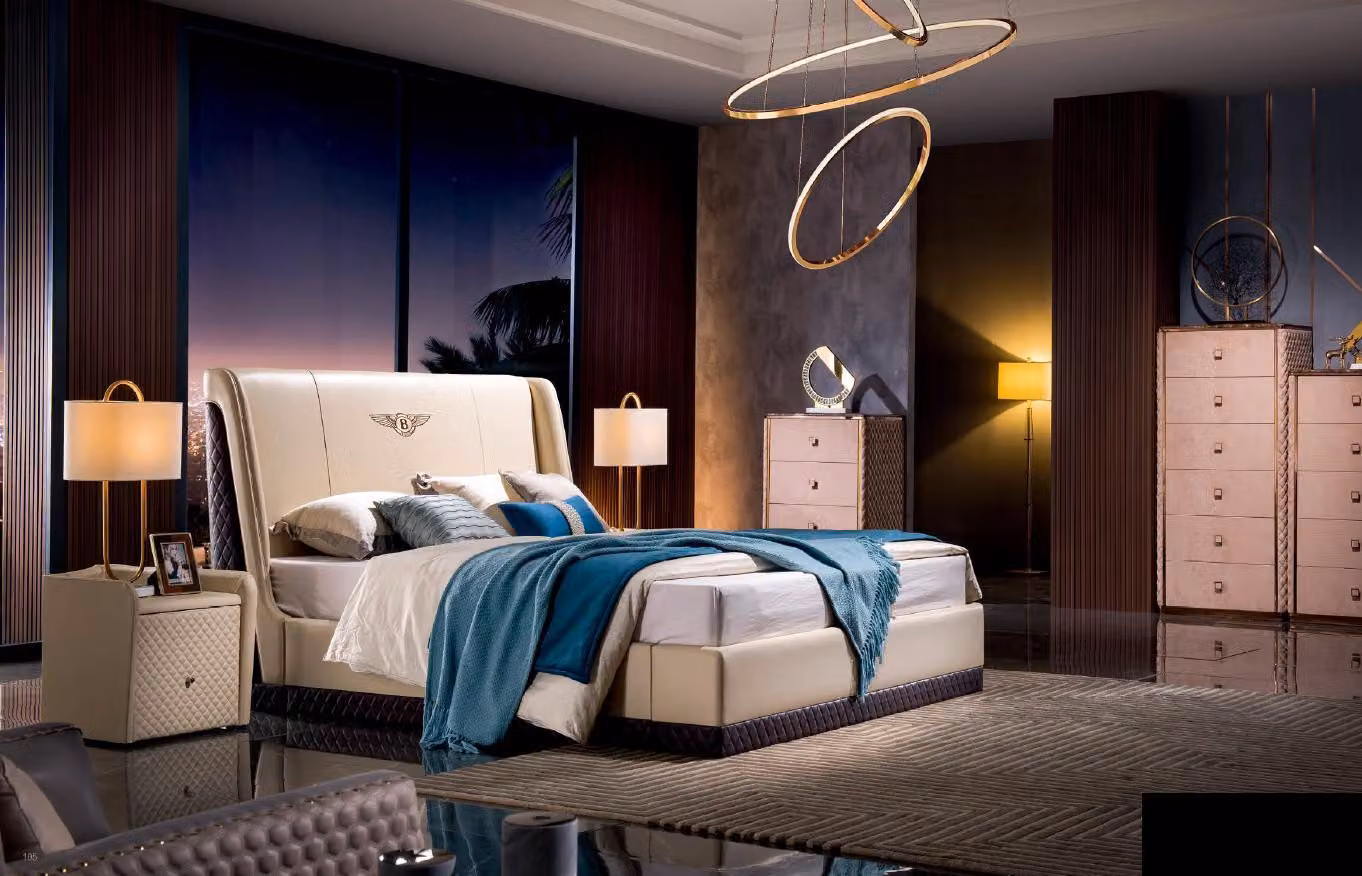 Leder Bett Betten Doppel Ehe Modernes Gestell Luxus Schlaf Zimmer Hotel 180x200