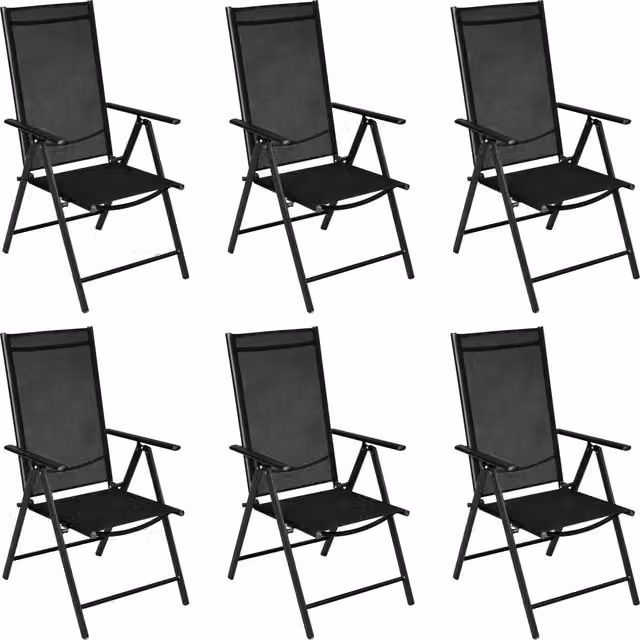 Set Mobili da Pranzo da Giardino 7 pz in Alluminio Nero 3070635