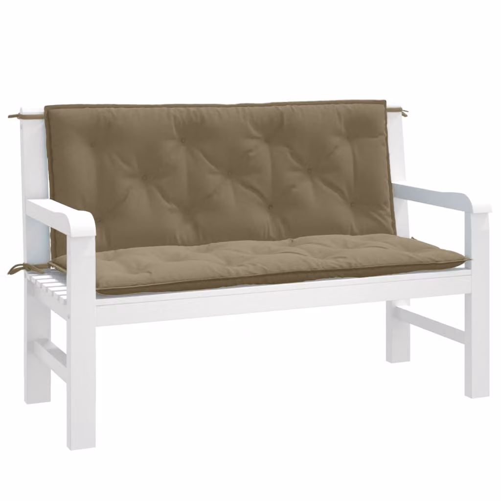 Set di 2 cuscini per panca da giardino vidaXL in tessuto resistente ai raggi UV, colore tortora mélange, L 120 cm x P 50 cm x H 7 cm