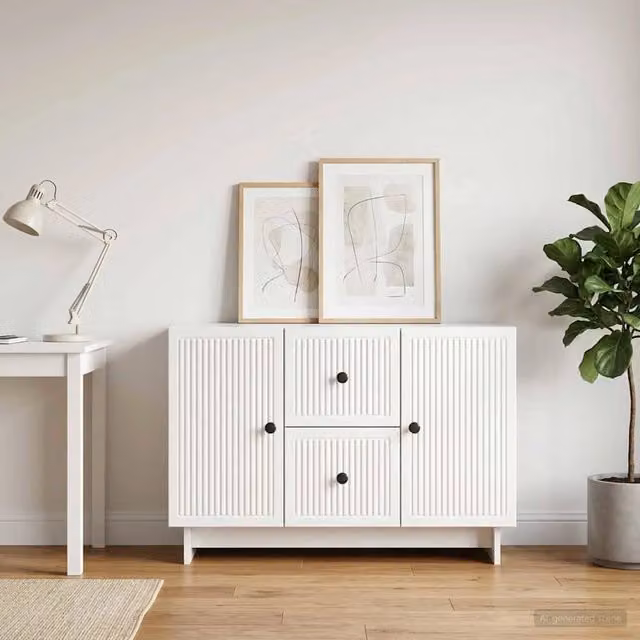 Credenza moderna vidaXL in bianco lucido in MDF per soggiorno e sala da pranzo L/P/H: 89 x 34,5 x 60 cm