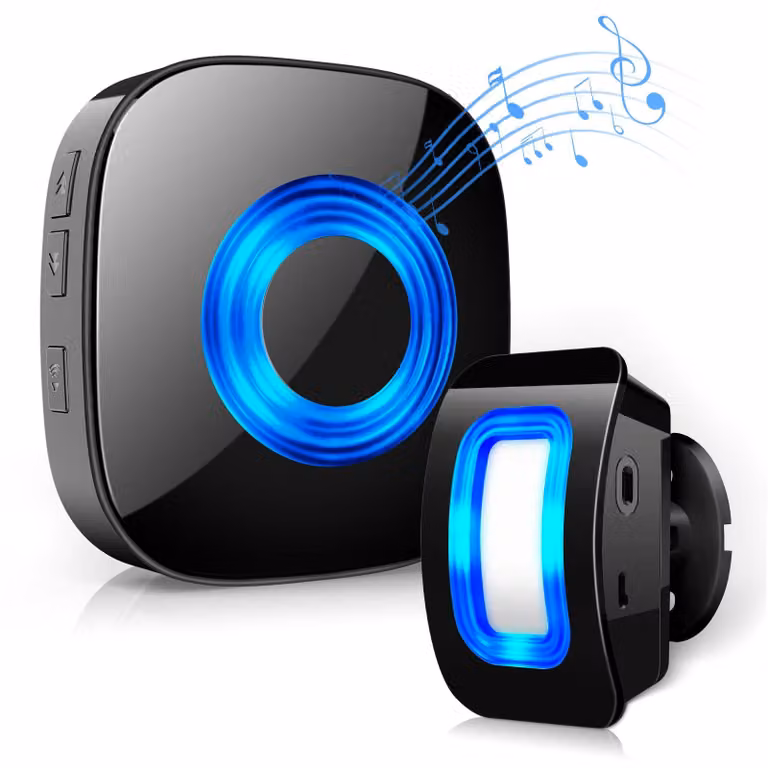 Sensore di movimento wireless con allarme - Colore: nero. Sensore di movimento alimentato a batteria, per uso interno