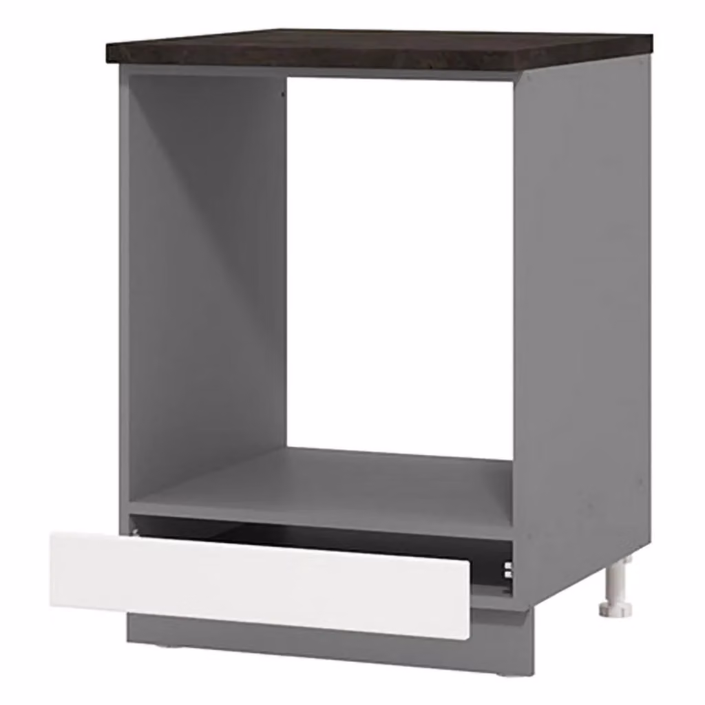 Dispensa da cucina DMORA con un cassetto e ante scorrevoli, colore bianco e grigio, L: 55 cm, P: 60 cm, H: 82 cm – 2