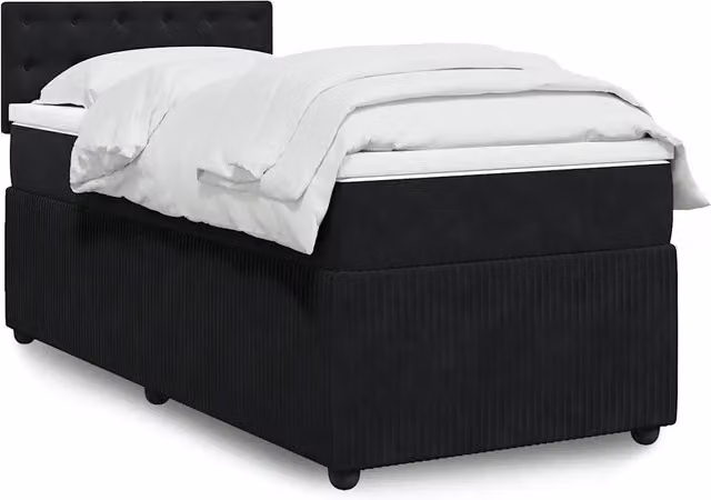 Giroletto a Molle con Materasso Nero 80x200 cm in Velluto 3287604