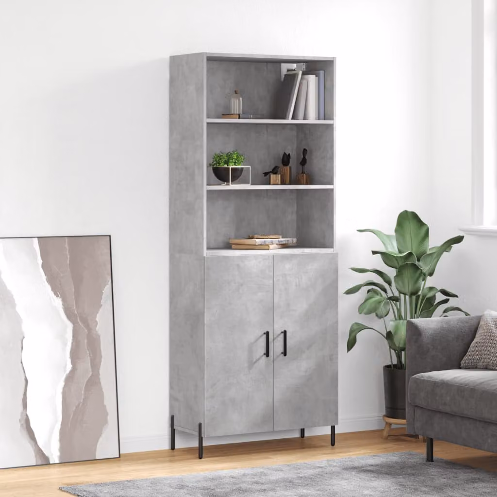vidaXL Credenza Moderna Grigio con Ante a Battente e Ripiani Interni in Legno e Metallo L: 69,5 cm, P: 34 cm, H: 180 cm