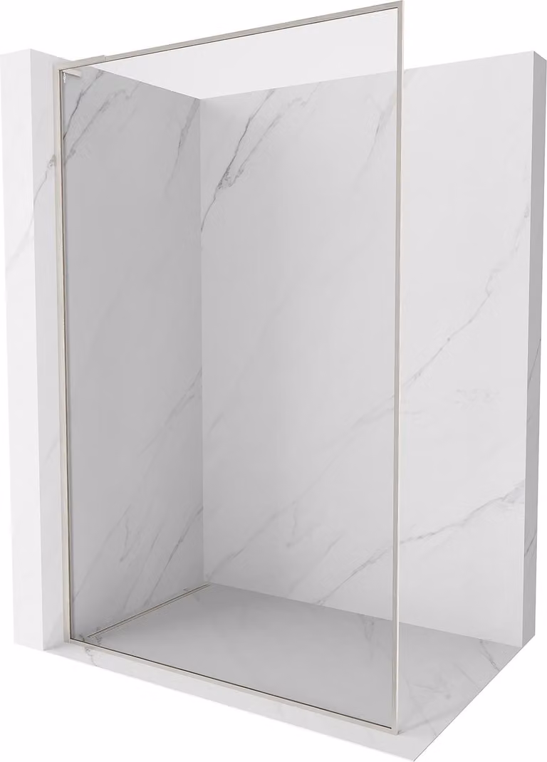 Mexen Kioto-XF L parete doccia Walk-in con cornice 90 x 202 cm, trasparente 10 mm, nichel spazzolato - 800-090-174-97-00-XF