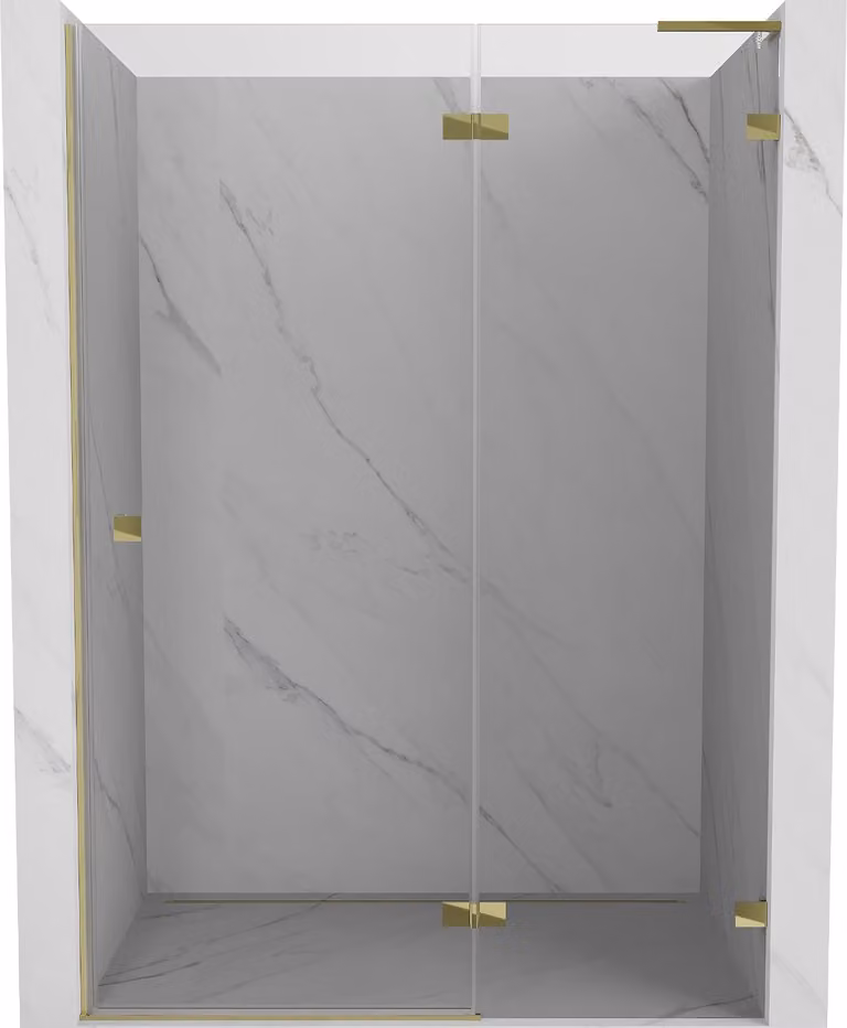 Mexen Lunar L porta doccia a battente destra 135 cm, trasparente, dorato - 834L-135-000-50-00-P
