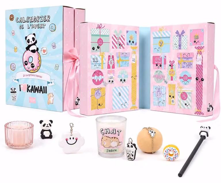 Calendario dell'Avvento con 24 sorprese a tema panda kawaii – Regalo di Natale per bambini