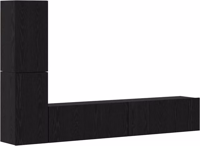 Mobile TV da Parete 2 pz | Armadietto TV | Mobile Porta TV Rovere Nero Legno multistrato