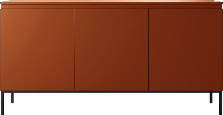 Selsey BEMMI - cassettiera a tre ante, rosso mattone con gambe in metallo, 150 cm