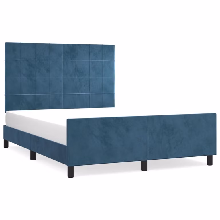Giroletto senza Materasso Blu Scuro 140x200 cm Velluto