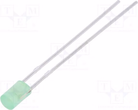 5 LED da 3 mm, 20÷45 mcd, senza flangia, modello LL-304GD4J-1B, diodi LED a foro passante (THT) da 3 mm, colore giallo-verde, angolo di emissione di 130°