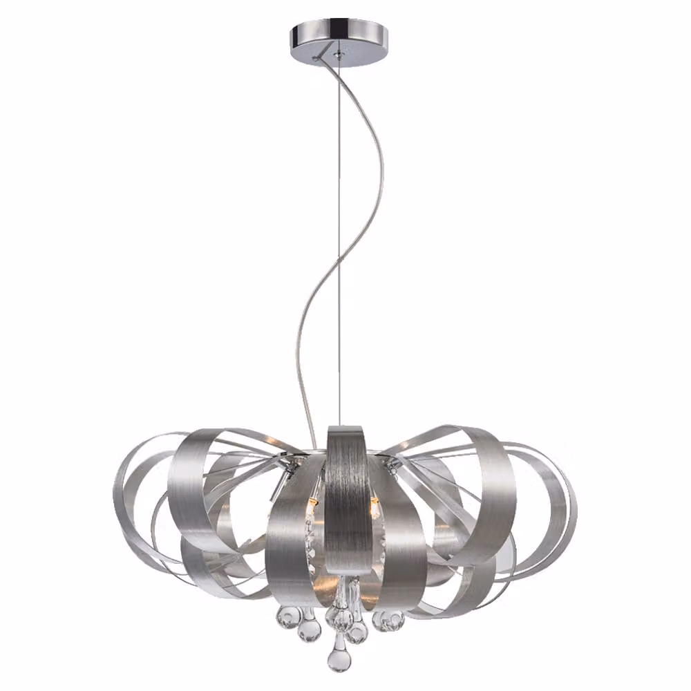 Lampada a sospensione RIBBON CRYSTAL 6xG9/33W, argento/chiaro, Ø: 60 H: 120 cm, attacco G9