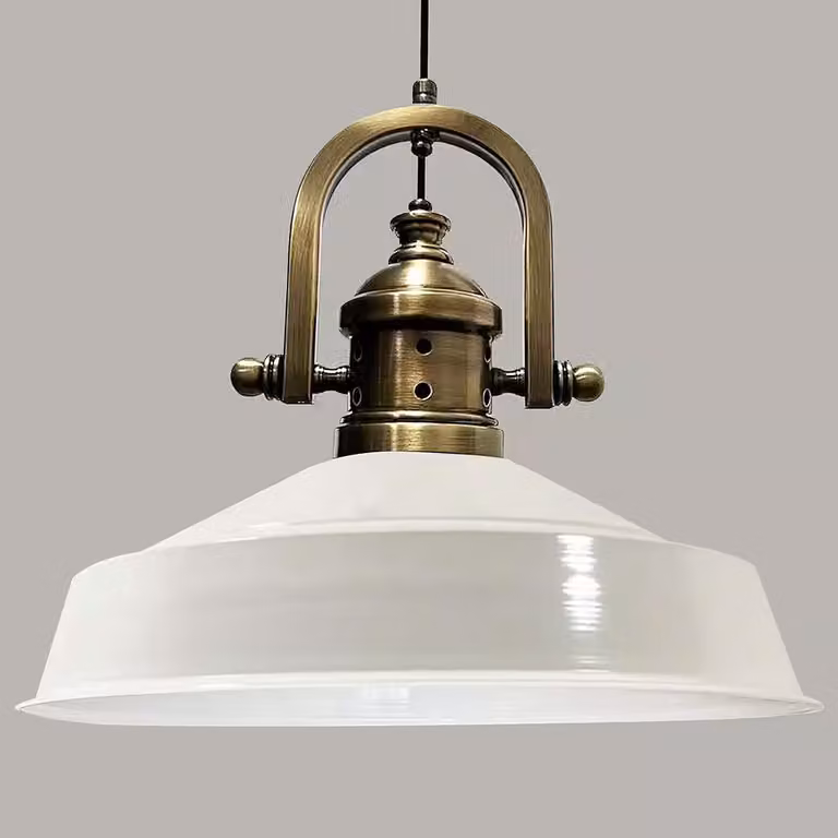 Lampada a sospensione in metallo Ø41 cm, bianco interno bianco, E27, lampada vintage