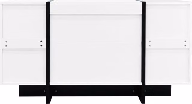Mobile basso bianco lucido con 2 ante e 4 cassetti, design moderno per soggiorno o sala da pranzo, facile da pulire