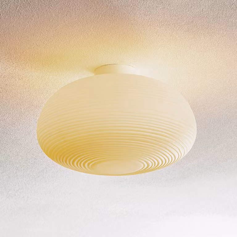 Foscarini Plafoniera di design Rituals 2, dimmerabile, Bianco / Opale, Soggiorno / Sala da pranzo, Vetro, Design, Plafoniera