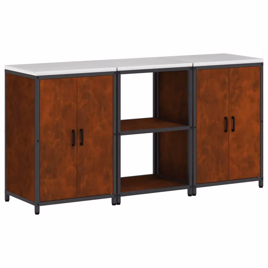 vidaXL Mobile Unità a Parete per Cucina in Stile Industrial in Metallo Marrone Opaco L/P/H: 92 x 50 x 60 cm – 2