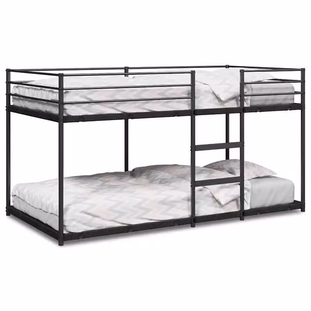 Letto singolo | Letto per adulti | Letto a Castello senza Materasso Nero 90x200 cm in Acciaio