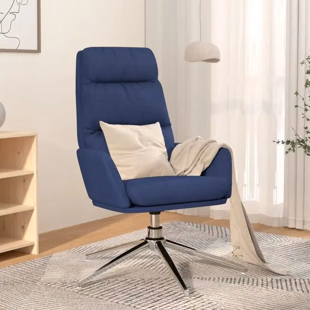 Sedia Relax Blu in Tessuto con Struttura in Metallo e Schiuma vidaXL – 1